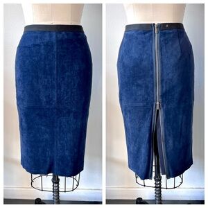 BCBGmaxazria Blue Suede Skirt